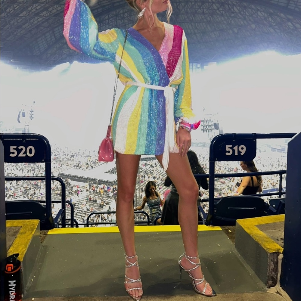 Retrofete Multicolor Striped Mini Dress